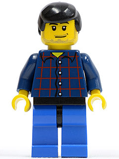Preowned LEGO® Minifigure – Town cty0083 Plaid Button Shirt Blue Legs Black Male Hair Smirk