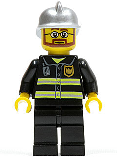 LEGO® Minifigure Town cty0087 Fire Reflective Stripes Black Legs Silver Fire Hel