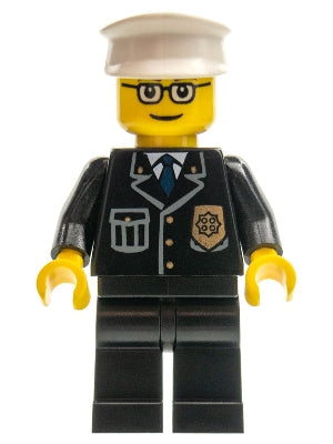 Preowned LEGO® Minifigure – Town cty0091 Police City Suit w/Blue Tie and Badge Black Legs G