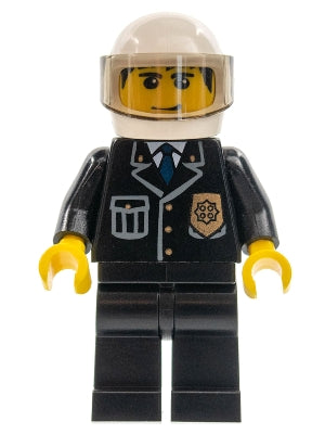 Preowned LEGO® Minifigure – Town cty0092 Police City Suit w/Blue Tie and Badge Black Legs W