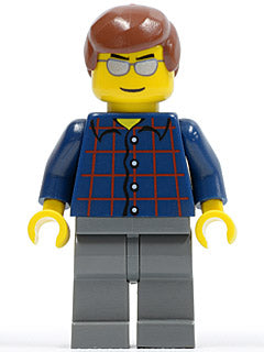 Preowned LEGO® Minifigure – Town cty0103 Plaid Button Shirt Dark Bluish Gray Legs Reddish B