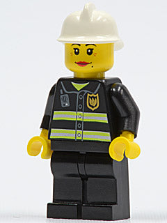 Preowned LEGO® Minifigure – Town cty0120 Fire Reflective Stripes Black Legs White Fire Helm