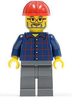 Preowned LEGO® Minifigure – Town cty0126 Plaid Button Shirt Dark Bluish Gray Legs Red Const
