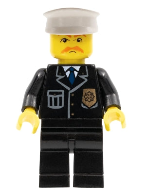 Preowned LEGO® Minifigure – Town cty0128 Police City Suit w/Blue Tie and Badge Black Legs B