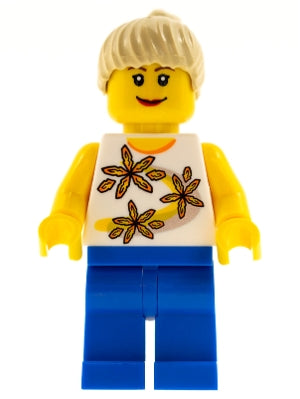 Preowned LEGO® Minifigure – Town cty0130 Yellow Flowers Tan Ponytail Blue Legs