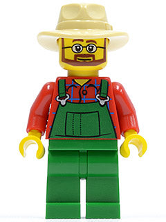 Preowned LEGO® Minifigure – Town cty0133 Overalls Farmer Green Tan Fedora Beard and Glasses