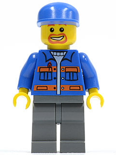 Preowned LEGO® Minifigure – Town cty0141 Blue Jacket w/Pockets and Orange Stripes Dark Blui