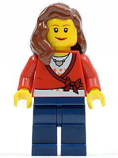 Preowned LEGO® Minifigure – Town cty0143 Sweater Cropped w/Bow Heart Necklace Dark Blue Leg