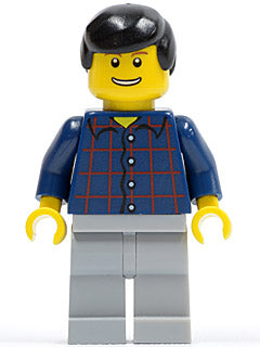 Preowned LEGO® Minifigure – Town cty0146 Plaid Button Shirt Light Bluish Gray Legs Black Ma
