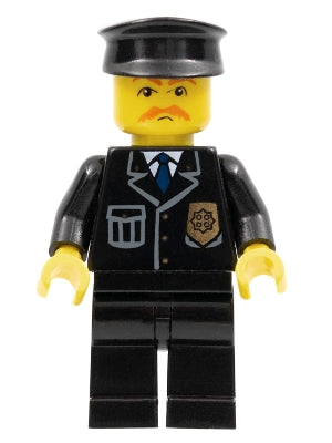 Preowned LEGO® Minifigure – Town cty0153 Police City Suit w/Blue Tie and Badge Black Legs B