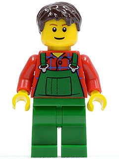 Preowned LEGO® Minifigure – Town cty0161 Overalls Farmer Green Dark Brown Short Tousled Hai