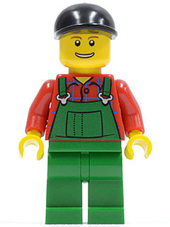 Preowned LEGO® Minifigure – Town cty0176 Overalls Farmer Green Black Short Bill Cap