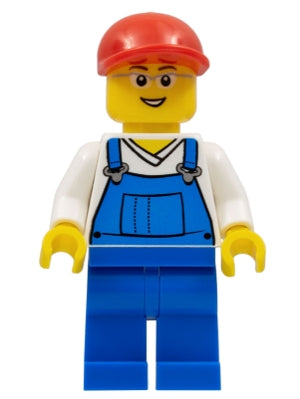 Preowned LEGO® Minifigure – Town cty0178 Overalls Blue over V-Neck Shirt Blue Legs Red Shor