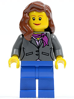 Preowned LEGO® Minifigure – Town cty0185 Dark Bluish Gray Jacket w/Magenta Scarf Blue Legs