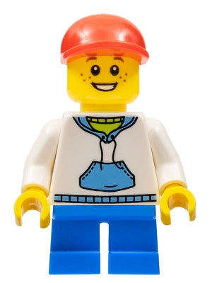 Preowned LEGO® Minifigure – Town cty0192 Child Boy White Hoodie w/Medium Blue Pocket Blue S