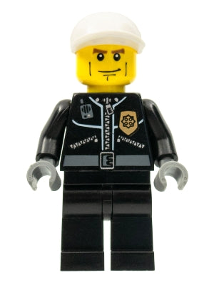 Preowned LEGO® Minifigure – Town cty0198 Police City Leather Jacket w/Gold Badge White Shor