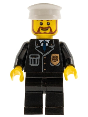 Preowned LEGO® Minifigure – Town cty0209 Police City Suit w/Blue Tie and Badge Black Legs W