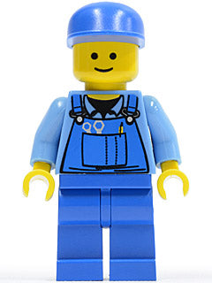 Preowned LEGO® Minifigure – Town cty0213 Overalls w/Tools in Pocket Blue Blue Cap Standard