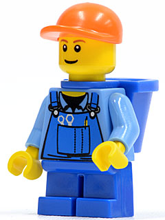 LEGO® Minifigure Town cty0214 Overalls w/Tools in Pocket Blue Orange Short Bill