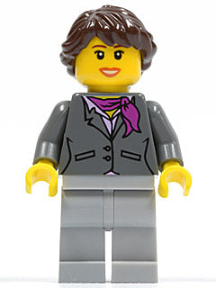 Preowned LEGO® Minifigure – Town cty0220 Dark Bluish Gray Jacket w/Magenta Scarf Light Blui