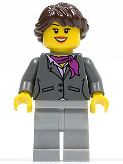 Preowned LEGO® Minifigure – Town cty0220a Dark Bluish Gray Jacket w/Magenta Scarf Light Blu