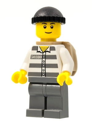 Preowned LEGO® Minifigure – Town cty0222a Police Jail Prisoner 50380 Prison Stripes Dark Bl