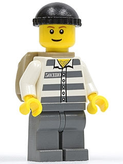 Preowned LEGO® Minifigure – Town cty0222b Police Jail Prisoner 50380 Prison Stripes Dark Bl
