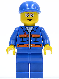 Preowned LEGO® Minifigure – Town cty0224 Blue Jacket w/Pockets and Orange Stripes Blue Legs