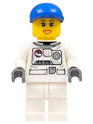 Preowned LEGO® Minifigure – Town cty0225 Spacesuit White Legs Blue Short Bill Cap Eyelashes