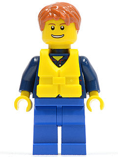 Preowned LEGO® Minifigure – Town cty0232a Plaid Button Shirt Blue Legs Dark Orange Short To