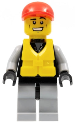 Preowned LEGO® Minifigure – Town cty0236a Lifeguard Leather Jacket w/Zipper Red Lines and L