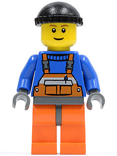 Preowned LEGO® Minifigure – Town cty0238 Overalls w/Safety Stripe Orange Orange Legs and Da