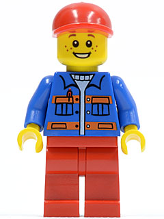 Preowned LEGO® Minifigure – Town cty0248 Blue Jacket w/Pockets and Orange Stripes Red Legs