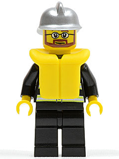Preowned LEGO® Minifigure – Town cty0251 Fire Reflective Stripes Black Legs Silver Fire Hel