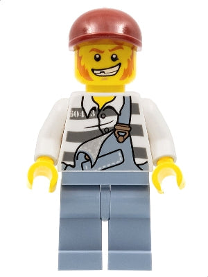 Preowned LEGO® Minifigure – Town cty0265 Police Jail Prisoner Torn Overalls over Prison Str