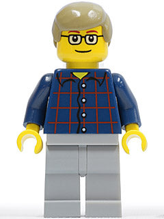 Preowned LEGO® Minifigure – Town cty0270 Plaid Button Shirt Light Bluish Gray Legs Dark Tan