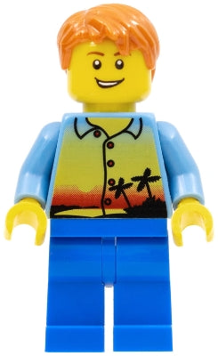 Preowned LEGO® Minifigure – Town cty0275 Sunset and Palm Trees Male Blue Legs Dark Orange S