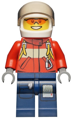 Preowned LEGO® Minifigure – Town cty0278 Fire Pilot Male Red Fire Suit w/Carabiner Dark Blu