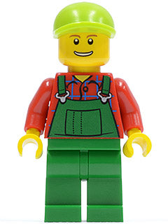 Preowned LEGO® Minifigure – Town cty0296 Overalls Farmer Green Lime Short Bill Cap