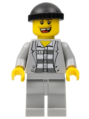 Preowned LEGO® Minifigure – Town cty0299 Police Jail Prisoner Jacket over Prison Stripes Li