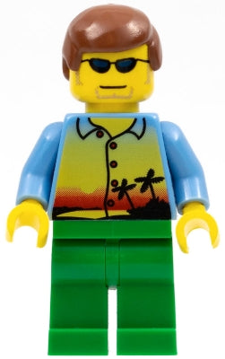 Preowned LEGO® Minifigure – Town cty0305 Sunset and Palm Trees Male Green Legs Reddish Brow