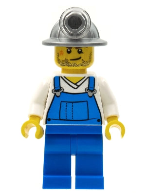 Preowned LEGO® Minifigure – Town cty0310 Miner Overalls Blue over V-Neck Shirt Blue Legs Mi