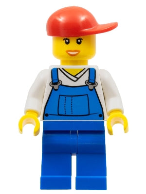 Preowned LEGO® Minifigure – Town cty0321 Overalls Blue over V-Neck Shirt Blue Legs Red Shor