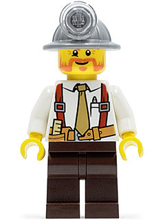 Preowned LEGO® Minifigure – Town cty0322 Miner Shirt w/Tie and Suspenders Mining Helmet Bea
