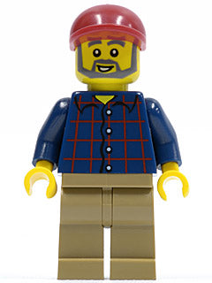 Preowned LEGO® Minifigure – Town cty0325 Plaid Button Shirt Dark Tan Legs Dark Red Short Bi
