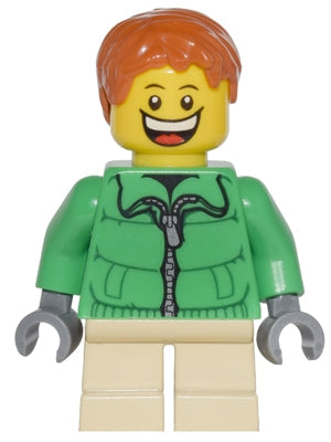 Preowned LEGO® Minifigure – Town cty0328 Winter Jacket Zipper Tan Short Legs Dark Orange Sh