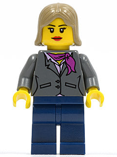 Preowned LEGO® Minifigure – Town cty0329 Dark Bluish Gray Jacket w/Magenta Scarf Dark Blue