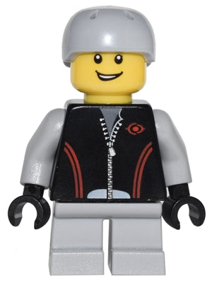 Preowned LEGO® Minifigure – Town cty0332 Leather Jacket w/Zipper Red Lines and Logo Pattern