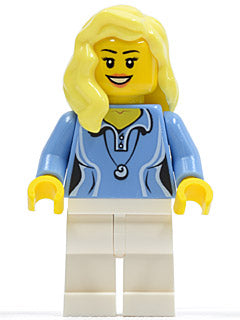 Preowned LEGO® Minifigure – Town cty0346 Medium Blue Female Shirt w/Two Buttons and Shell P