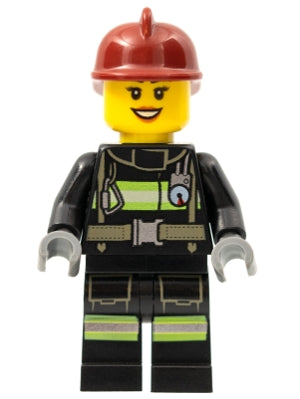 Preowned LEGO® Minifigure – Town cty0347 Fire Reflective Stripes w/Utility Belt Dark Red Fi